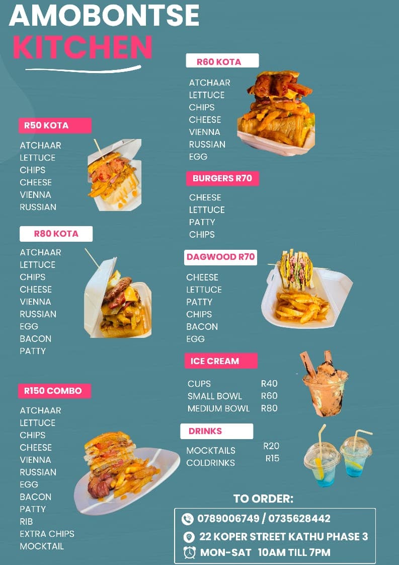 AmoBontse Kitchen Menu