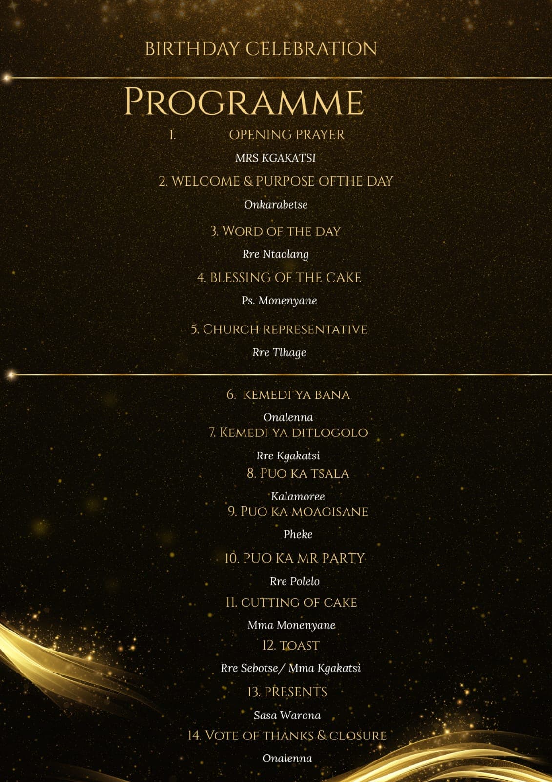 Birthday Celebration Programme