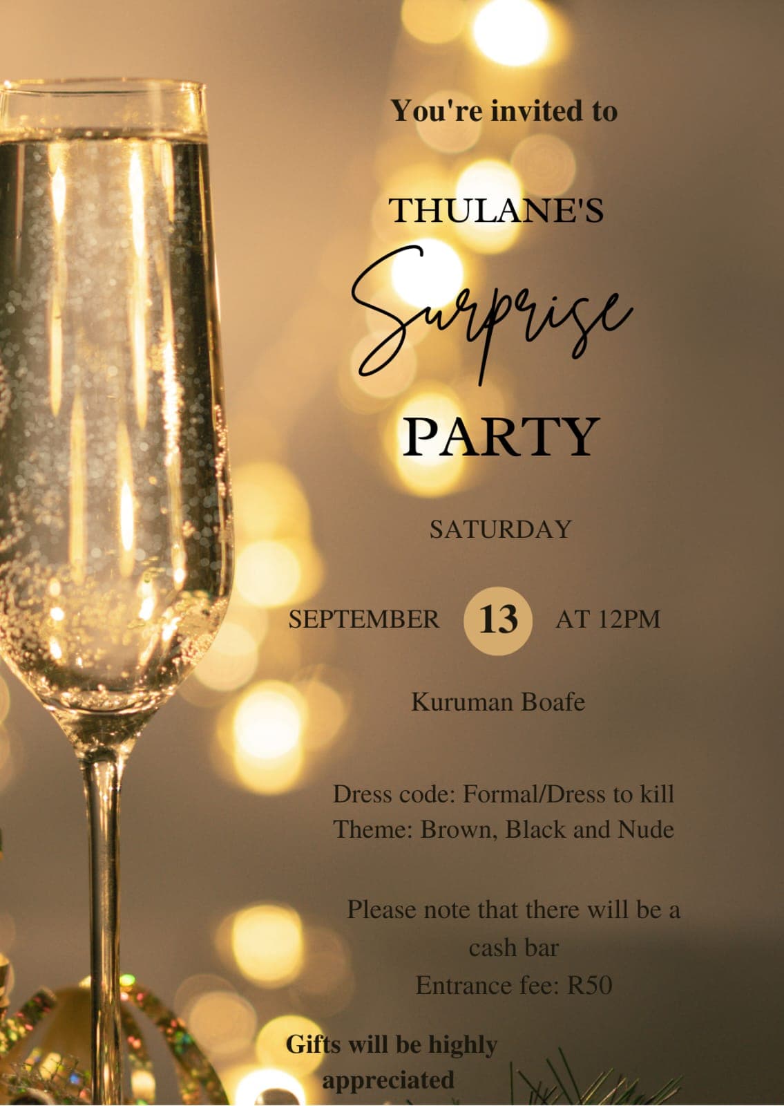 Thulane's Surprise Party Invite